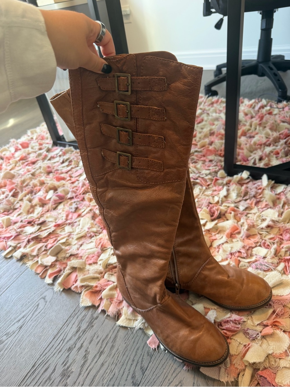 Midori Brown Over-the-Knee Buckle Boots